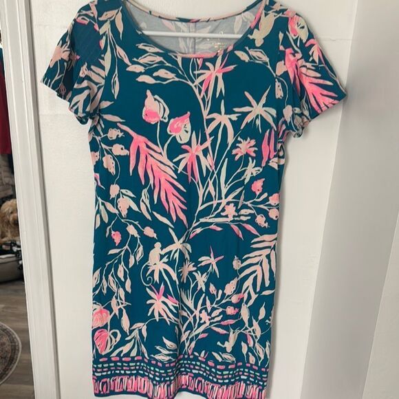 LILLY PULITZER Floral Print Dress in Blue and Pink S - Picture 1 of 8